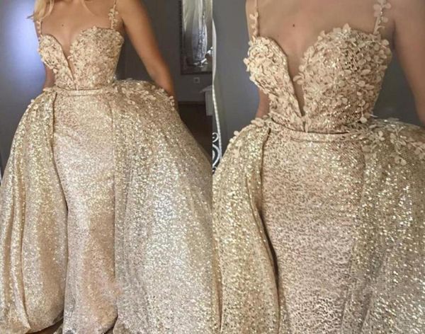 

luxury champagne evening dresses with detachable skirt celebrity holiday women wear formal party prom gowns custom made plus size3498567, Black;red