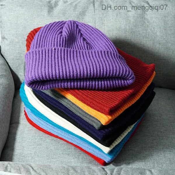 

caps hats 2021 autumn black red winter men's knitted hat solid skuilles beanies dad's hat thick hat warm ski hat girl's hat z, Yellow
