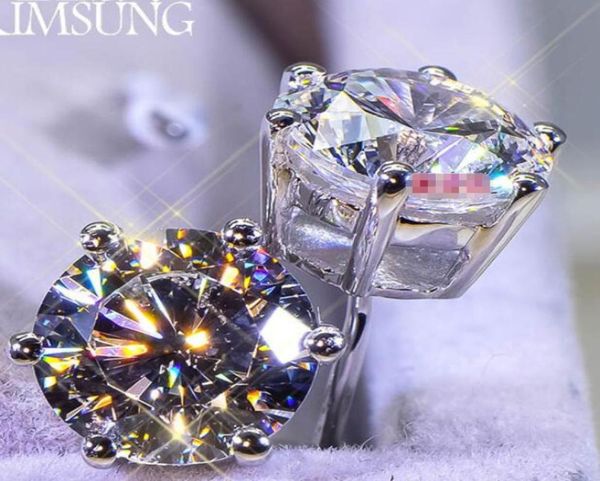 

4 ct solid 925 sterling silver wedding anniversary sona moissanite diamond stud earring engagement band fashion jewelry women drop3237629, Golden;silver