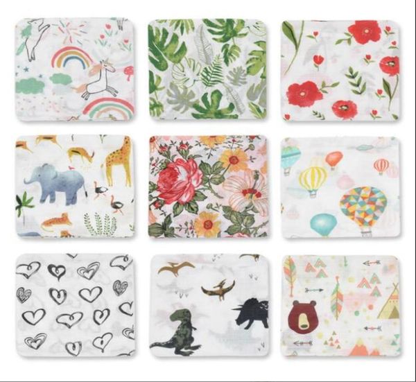 

ins baby saliva towels washcloths printed double bamboo cotton gauze small square face towel newborn soft hand toweling handkerchi3318634