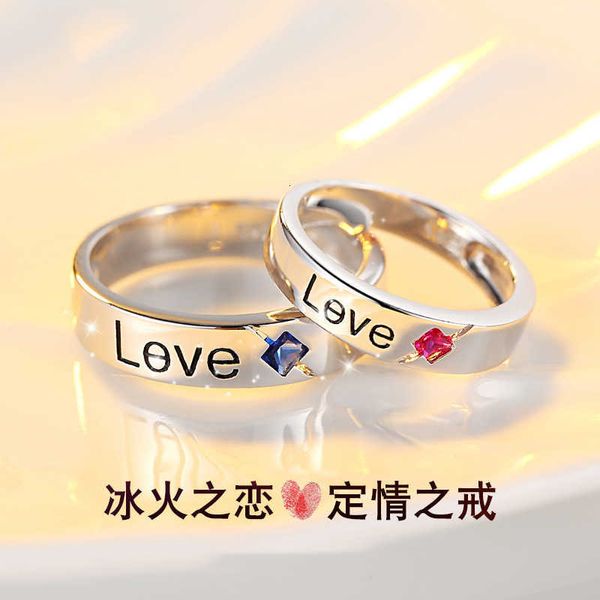 

Luxury Bvlgr top jewelry accessories designer woman English Letter Opening Couple Ring for Men and Women Fashion Diamond Set Zircon Ring LOVE Couple Ring A Pair