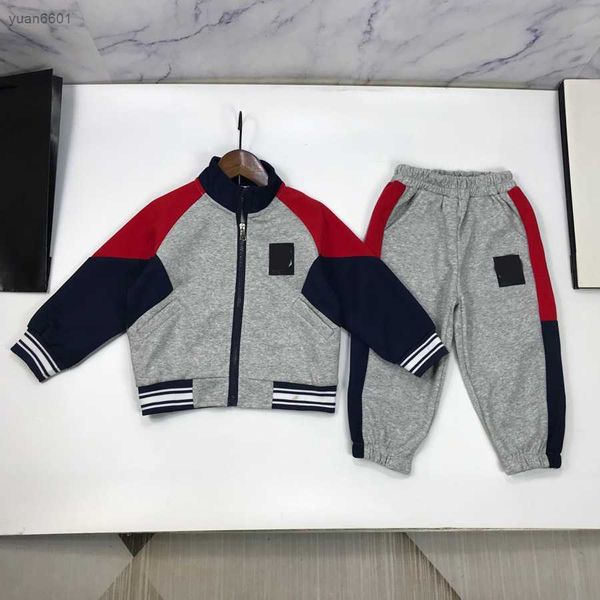 

luxury designer tracksuits kids clothes baby sets size 90160 cm 2pcs multi color patchwork design zippered jacket and elastic waist pants ju, White