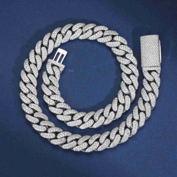 

wholesale party jewelry hip hop men's 12mm gold plated silver vvs moissanite colorful iced out button cuban link chain