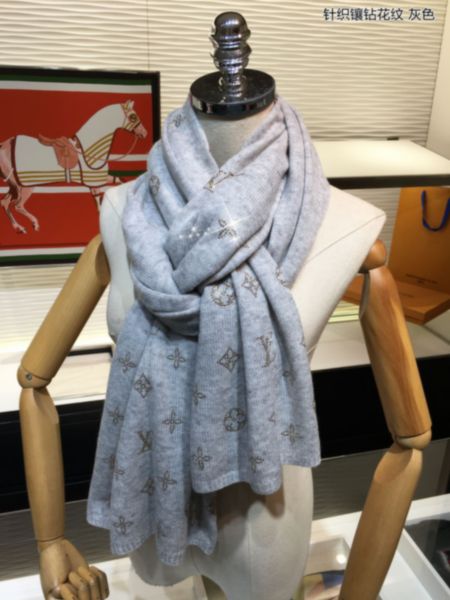 

2023 new luxury v designer scarf 100% cashmere women thick shawl winter warm long fringe pashmina scarf 180*65, Blue;gray