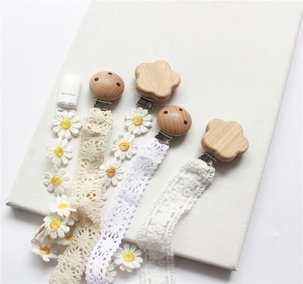 

lace pacifier clips dainty dummy holder with wood metal clip chain soothes baby shower gifts9818422
