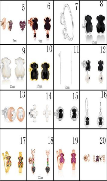 

2020 100 925 sterling silver bear stud earrings classic pierced stud earrings jewelry manufacturers whole 81871384, Golden;silver