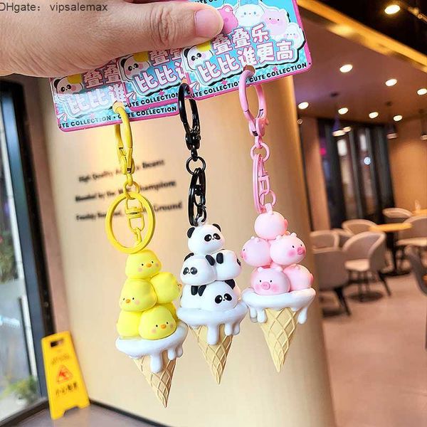 

animal folding ice cream keychain pendant cute car keychain exquisite couple bag pendant, Slivery;golden