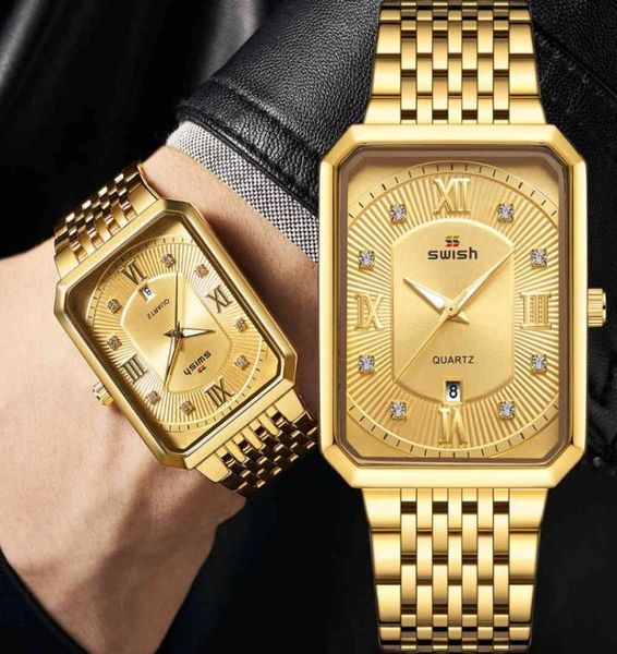 

luxury golden watches men brand designer quartz wristwatches creative rec diamond watch waterproof relogio masculino63445761971, Silver