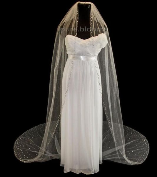 

3m cathedral white ivory wedding veil crystal bridal veils with comb 1t6835864, Black