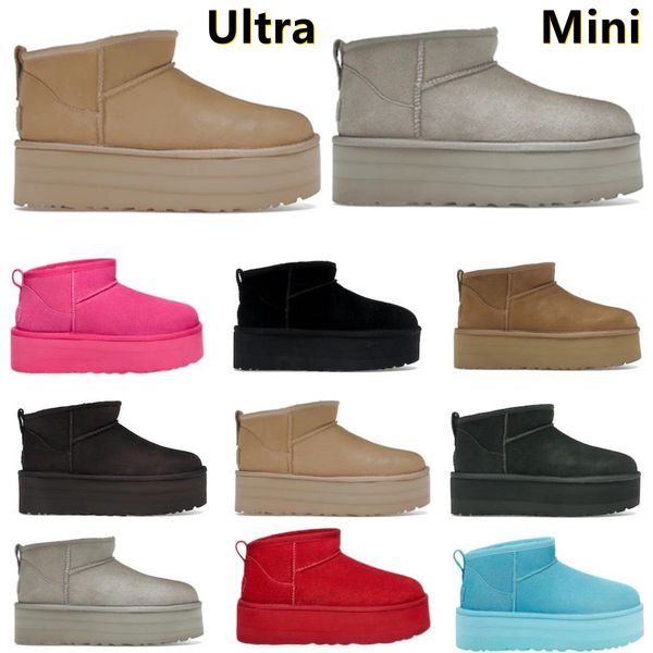 

2023 ultra mini platform snow boots ankle boot shoes tasmans short bottes fashion designer chesut triple black winter keep warm wool