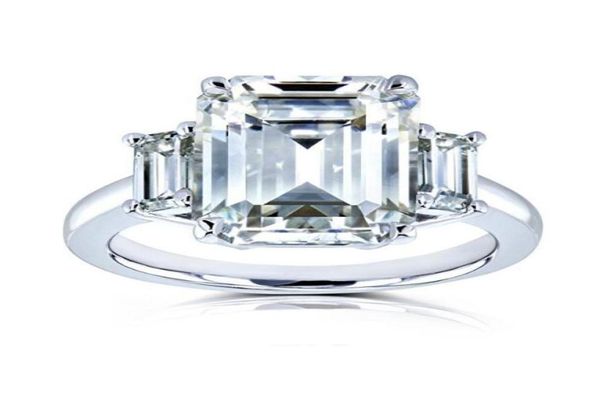 

1ct2ct3ct white gold three emerald cut fashion moissanite ring with certificate6410930, Slivery;golden