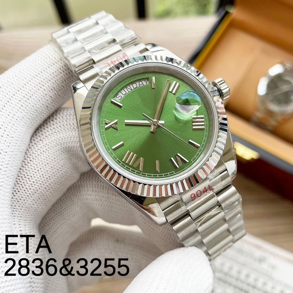 

10 style silver mens luxury watch 126333 eta2836&3255 movement green dial automatic diving swimming men mechanical watches with box serial n, Slivery;brown