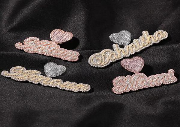

custom name necklace initial edwardian script letter iced out white pink cz men women hiphop jewelry6185512, Silver