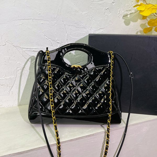 

womens shoulder bag patent leather luxury handbag gold hardware metal buckle matelasse chain crossbody bag multi colored designer shopping t