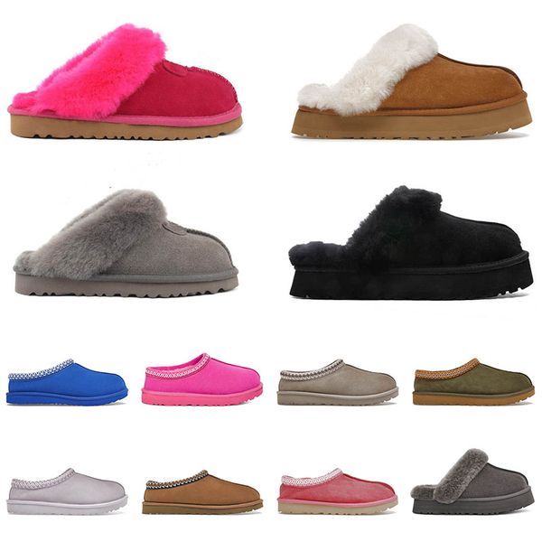 

r tasman slippers chestnut fur tazz slides sheepskin shearling suede comfort fall winter tazz mules women ultra mini platform shoes uggity e, Black