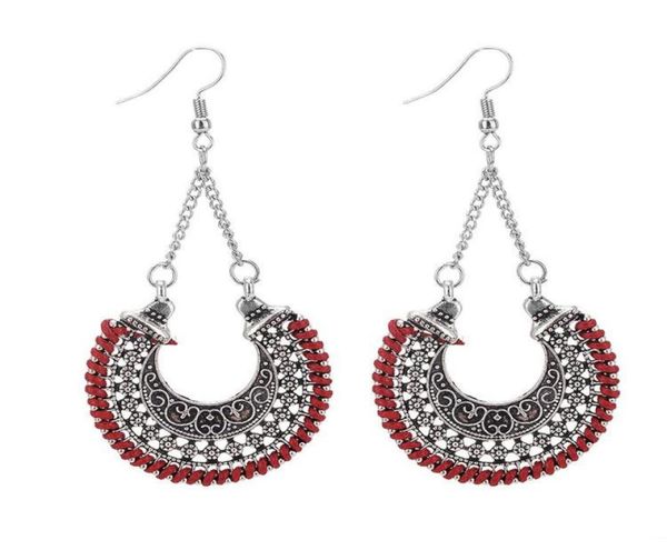 

fashion dangle earrings 4 colors boho drop rope earrings bohemian vintage silver long earring for women gift jewelry1105070
