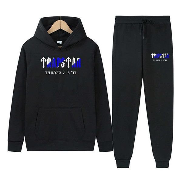 

trapstar brand tracksuit classic embroidery mens hoodie sportswear men's warm set loose trapstar hoodies sweatshirt49pf, Black