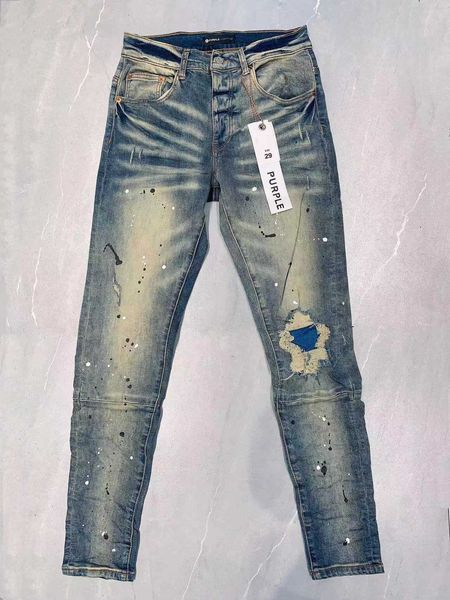 

purple jeans designer men for women pants brand summer hole 2023 new style embroidery self cultivation and small feet fashionc24x, Blue