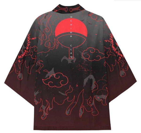 

anime kakashi konoha madara haori sasuke cosplay costumes kimono uchiha symbol jacket japanese coat cardigan pajamas bathrobe y0904629988, Black;red