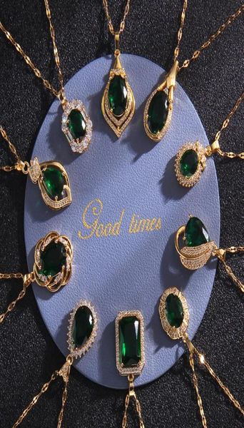 

pendant necklaces luxury necklace designers jewelry emerald imitation women fashion titanium steel goldplated never fade not alle4750293, Silver