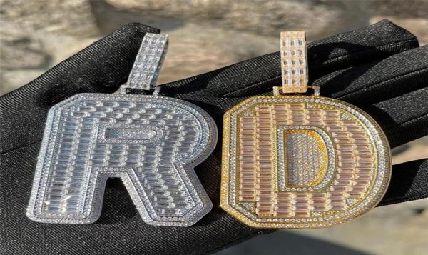

az custom name necklace jewelry gold plated cz letter pendant necklace with 3mm 24inch rope chain for men women3815300, Silver
