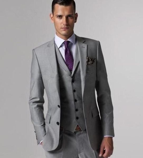 

custom made grey wedding suits groom tuxedos slim fit suit handsome formal suits groomsman pants jacketpantsvest8836260, Black;gray