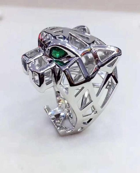 

trendy hollow leopard animal finger ring green eyes hollow panther heads index finger ring for men women party jewelry y07232175187, Slivery;golden