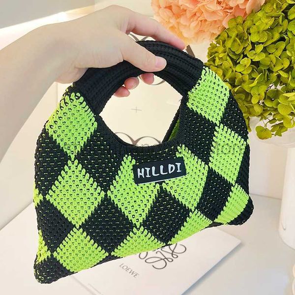 

shoulder bags handbag niche design contrasting knit handbag dumplings bag korean version ins new checkerboard bagstylishhandbagsstore