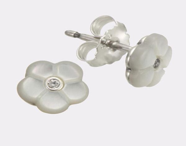 

earrings flower studs mother of pearl s925 silver fits for style bracelet 290698mop h8ale1930409, Golden;silver