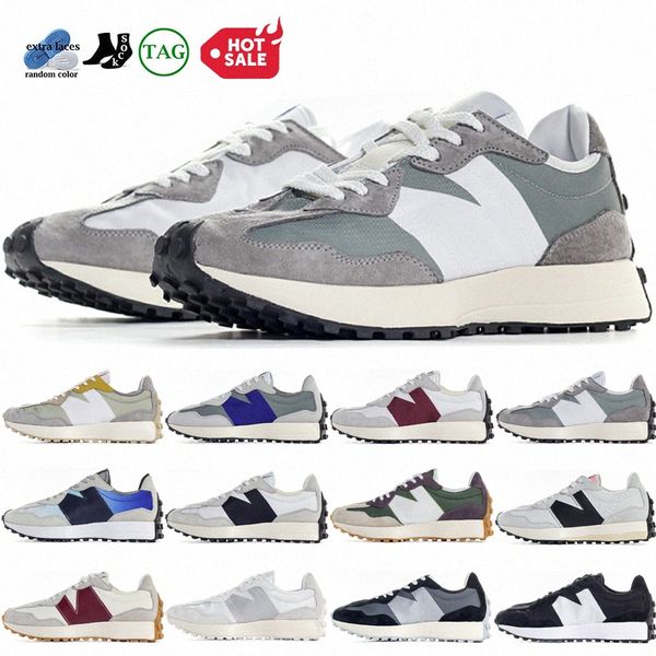 

designer 327 trainers mens womens new balences 327s run shoe b327 grey white black silver pride navy blue paisley jogging running sports pla