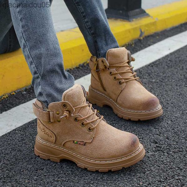 

sneakers new autumn genuine leather children's boots retro girls fashion anti slip winter warm rubber boots boys' cotton shoes z23, Black;red