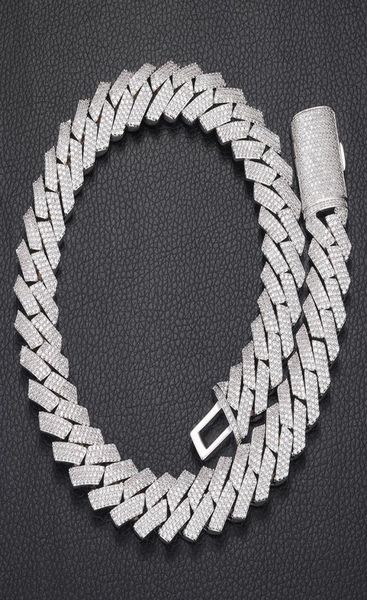 

16mm 1624inch iced cuban link mens gold chain prong chain necklace 18k yellow white gold plated 3 rows diamond cubic zirconia jew4011178, Silver
