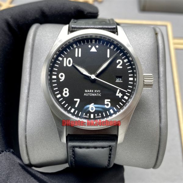 

21 styles luxury watches 327009 pilot mark xvii 40mm stainless steel automatic mechanical mens watch black dial leather strap gents wristwat, Slivery;brown