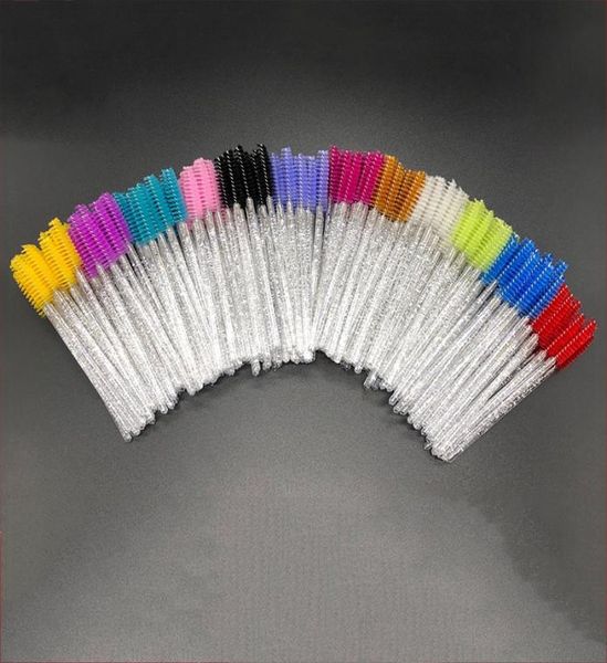 

50 pcspack quality disposable crystal eyelash makeup brush diamond handle mascara wands eyelash extension tool wzg tb18626073700