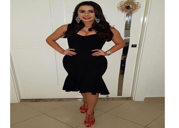 

sweetheart tank knee length cocktail dresses black mermaid short evening party dresses robe de cocktail courte5884405