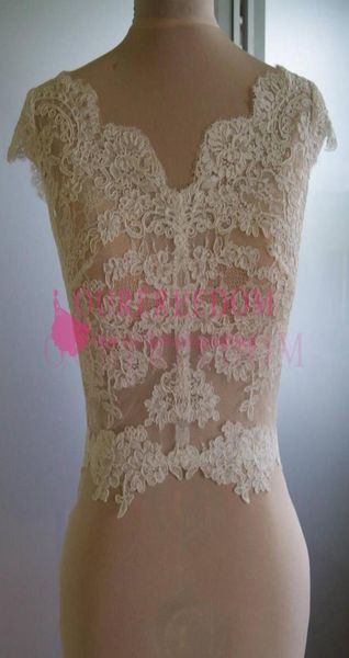 

custom elegant sheer sleeveless lace appliques wedding jacket vintage wedding bolero bridal jacket bridal wraps bridal accessories6188514, White