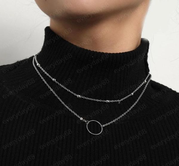 

fashion choker necklace two layers round necklaces gold color chokers jewelry for women9979301, Golden;silver