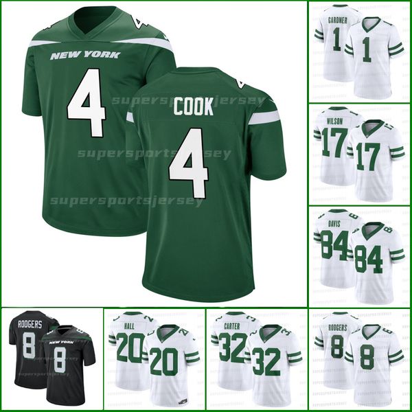 

4 dalvin cook jets aaron rodgers throwback new york football jerseys ahmad sauce gardner garrett wilson zach wilson breece hall allen lazard, Black;red