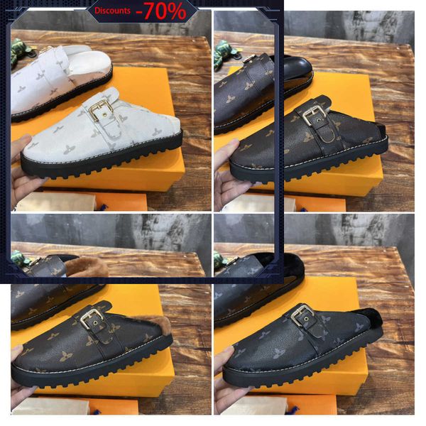 

cosy comfort clog sandals designer women men flat fur leather mules slippers fashion winter warm plush slides size 35-45, Black