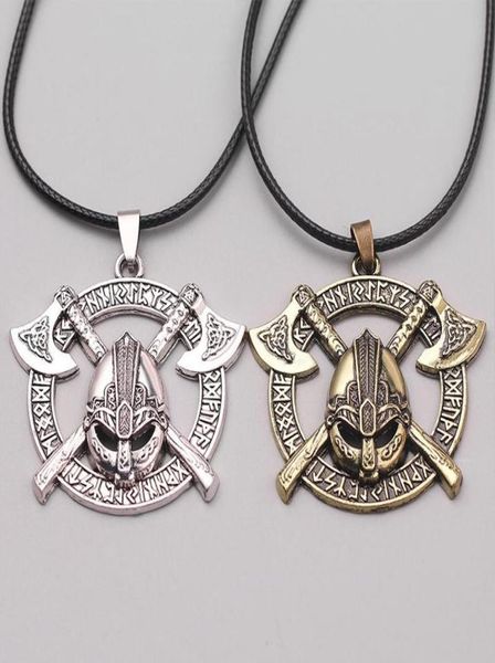 

pendant necklaces retro viking axe hollow helmet necklace choker for men vintage odin raven slavic amulet taliman wicca alloy jewe1572324, Silver