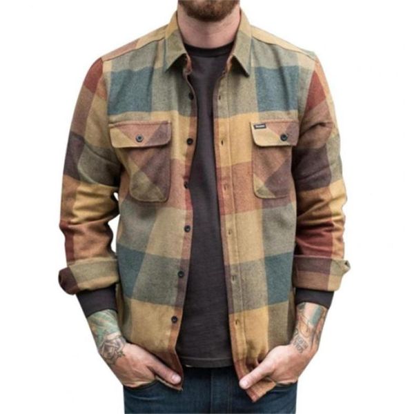 

men039s casual shirts flap pockets turndown collar men cardigan shirt long sleeve plaid print buttons down coat outerwear5335634, White;black