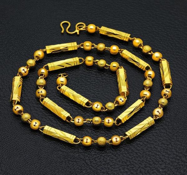 

chains 24k male high artificial gold necklace overlooks hexagonal beads mens jewelry5846529, Silver