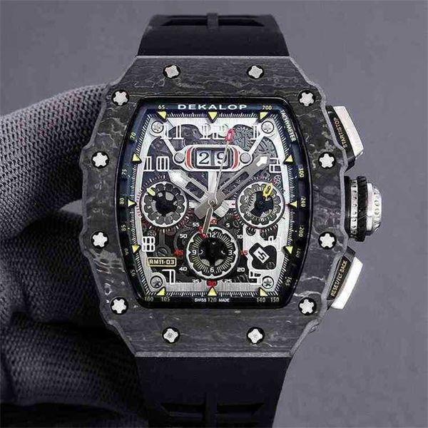 

superclone luxury mens mechanics watch milles mechanical watch red devil carbon fiber tourbillon hollow swiss movement men's