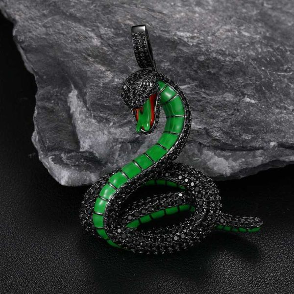 

ins new oil dripping zircon snake pendant with black zircon hip hop hiphop accessories