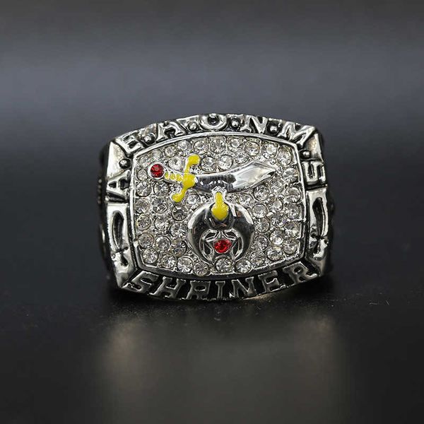 

masonic ring shriner letter blue oil religious design champion ring, Silver