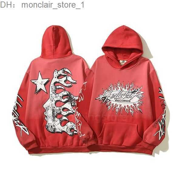 

hellstar hoodie men's sweatshirts high street hooded harajuku y2k stranger things lose warm pullover loose hip hop hoody spider hoodie, Black