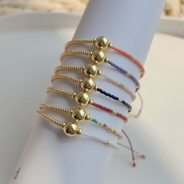 

charm bracelets 10 pieces 18k plated gold balls miyuki bracelets mix colors desing summer holiday jewelry 230815, Golden;silver