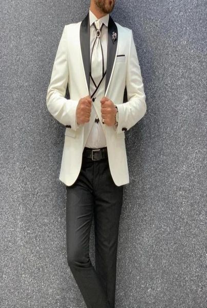 

white and black wedding suits fit prom party suits groom tuxedos shawl lapel 3 pieces formal men suits custom made jacketpantsve7844176, Black;gray