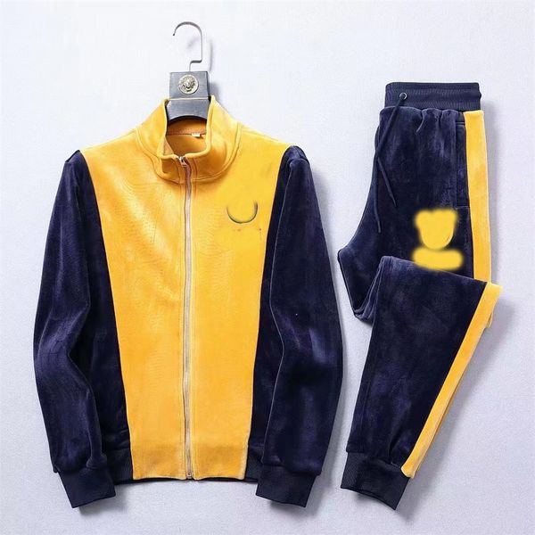 

fashion men's tracksuits tracksuit casual hoodies sets new embroidery male jacket pants two piece sets streetwear running sports suit-c, Gray