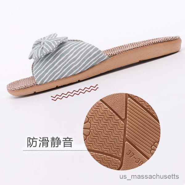 

slipper cotton and slippers style slippers striped tie female home r230815, Black;grey